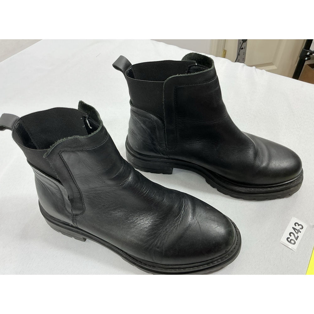 Womans Steve Madden Pullon Ankle Boots Eu37 Us 7 Black Chunky Heel Elastic Ankle